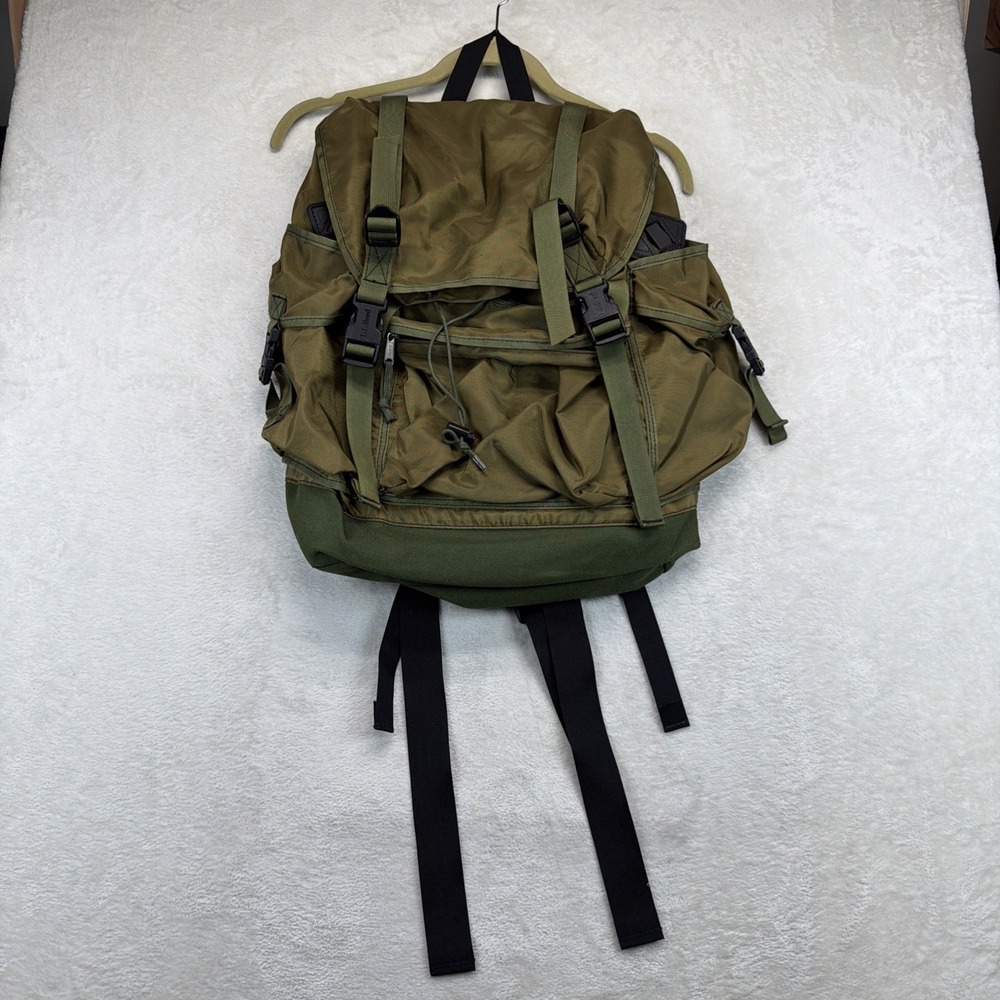 Vintage 90s LL Bean Continental Rucksack Medium Nylon Hiking Backpack Green